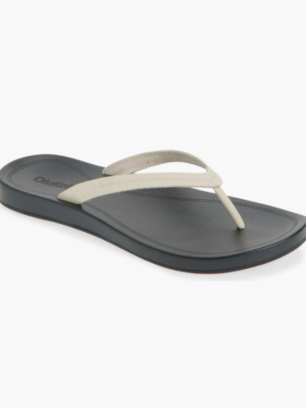 OluKai Lalahi Flip Flop Leather Sandals Tapa Lava Rock 20533 Size 9 / 39 NEW NWT